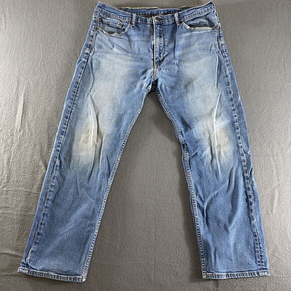 Levis Jeans Mens 38x30 Blue 505 Mid Rise‎ Western Cowboy Straight Casual Stretch - Picture 1 of 10